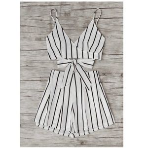 Striped Surplice Cami W/Shorts